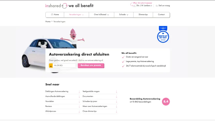 Screenshot of InShared platform